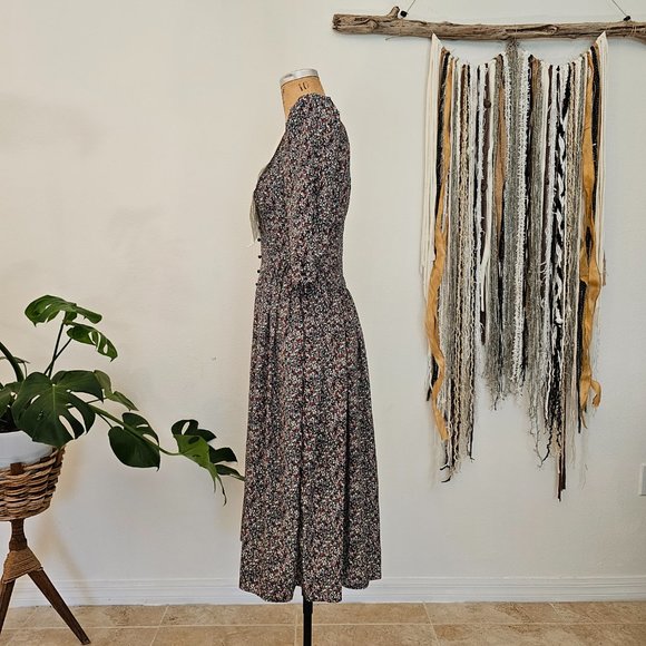 Vintage 80's Act 1 New York Lace Bib Floral Dress - Cottagecore - Picture 5 of 7